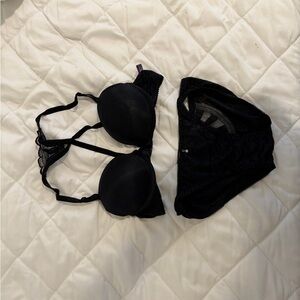 Elegant Black Lace Bra and Panty Set